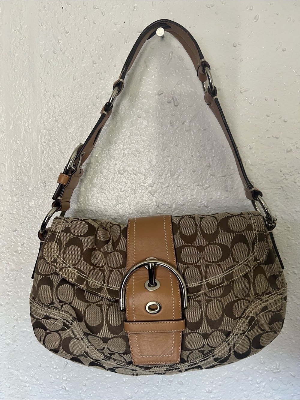 Coach Brown/Tan Canvas Saddle Shoulder Bag